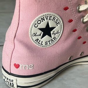 Ladies size 9 pink Valentines converse high tops